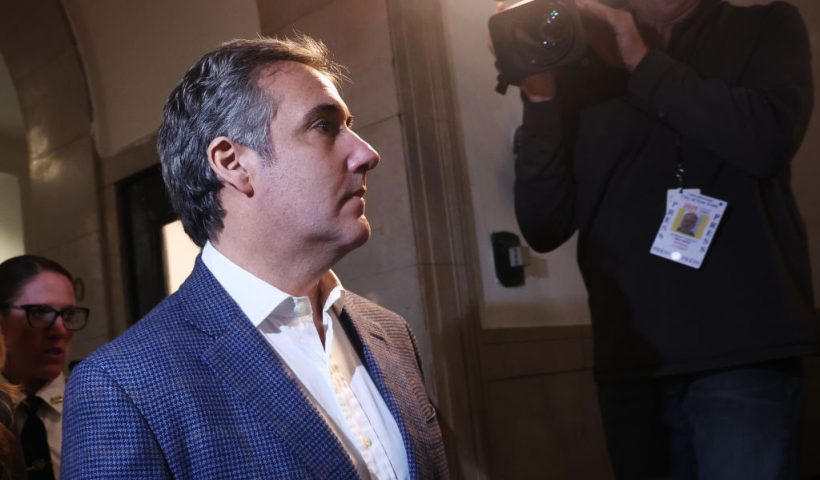 NEW YORK, NEW YORK - OCTOBER 24: Donald Trump's former lawyer and "fixer" Michael Cohen arrives at Trump's civil fraud trial at New York State Supreme Court on October 24, 2023 in New York City. Cohen is expected to testify against the former president.Trump may be forced to sell off his properties after Justice Arthur Engoron canceled his business certificates and ruled that he committed fraud for years while building his real estate empire after being sued by Attorney General Letitia James, seeking $250 million in damages. The trial will determine how much he and his companies will be penalized for the fraud. (Photo by Spencer Platt/Getty Images)