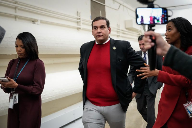 WASHINGTON, DC - NOVEMBER 01: Rep. George Santos (R-NY) walks back to his office after debate on the House floor on a resolution to expel him from Congress, at the U.S. Capitol November 1, 2023 in Washington, DC. On Wednesday evening, Congress is scheduled vote on an expulsion resolution against Rep. Santos and censure resolutions against Rep. Rashida Tlaib (D-MI) and Rep. Marjorie Taylor Greene (R-GA). (Photo by Drew Angerer/Getty Images)