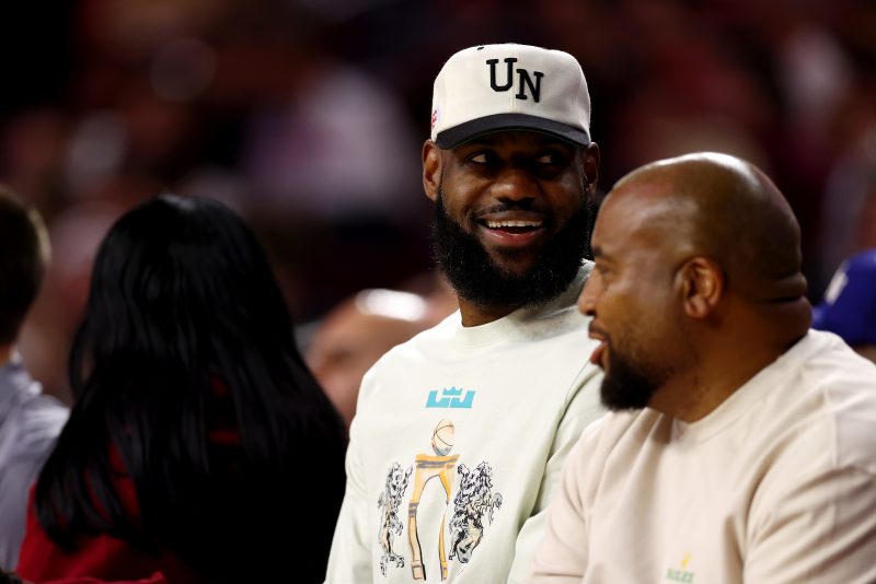 Long Beach State v USC
LOS ANGELES, CALIFORNIA - DECEMBER 10: LeBron James looks on during the first half of the game between the USC Trojans and the Long Beach State 49ers at Galen Center on December 10, 2023 in Los Angeles, California. (Photo by Katelyn Mulcahy/Getty Images)
