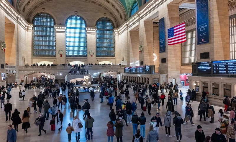 New York City Soaks In The Holiday Season NEW YORK, NEW YORK - DECEMBER 22: People walk through Grand Central Terminal in midtown Manhattan only days before the Christmas holiday on December 22, 2023 in New York City. New York City has witnessed an influx of tourists and others coming to the city this holiday season to shop, eat and take in a show. The Port Authority of New York and New Jersey is expecting roughly 14 million travelers to pass through its airports, bridges and tunnels between Thursday, Dec. 21, and Jan. 2. (Photo by Spencer Platt/Getty Images)