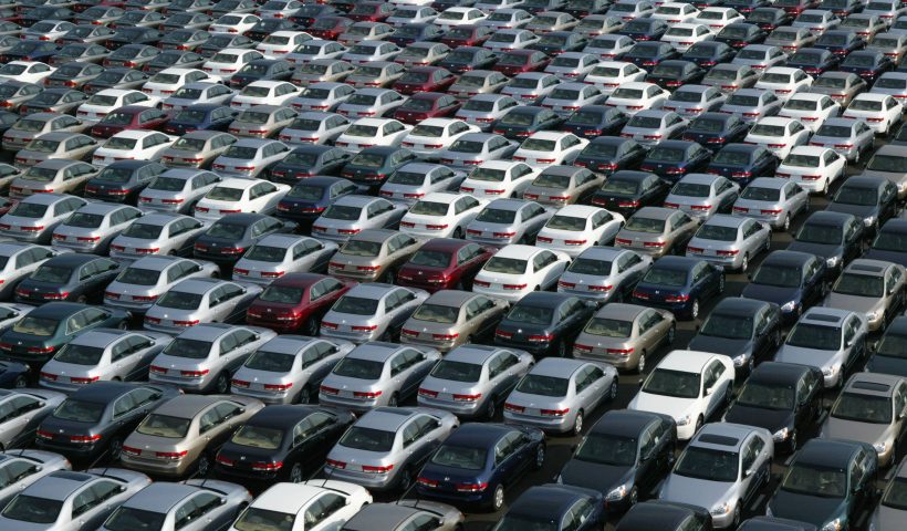 Honda Cars Wait To Be Exported From Japan CHIBA, JAPAN - JANUARY 17: About 3,000 Honda cars wait to be exported to North America at a port January 17, 2003 in Chiba, Japan. The strength of the Japanese yen against the U.S. dollar has adversely affected the export-dependent stock of Honda. (Photo by Koichi Kamoshida/Getty Images)