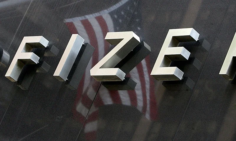 New York, UNITED STATES: A US flag is reflected on the side of the Pfizer building 06 June, 2007 at the Pfizer world headquarters in New York. The pharmaceutical giant firm Pfizer Inc. fought back Tuesday over a massive lawsuit filed by Nigeria, which alleges the US firm tested an unapproved drug on Nigerian children with meningitis that left 11 youngsters dead and many more badly injured. "The accusations are groundless," Yannick Pletan, vice president of Pfizer France's medical division, said in a teleconference with journalists. AFP PHOTO/DON EMMERT (Photo credit should read DON EMMERT/AFP via Getty Images)