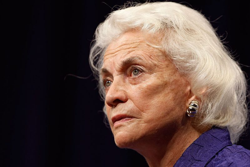 WASHINGTON - MAY 20: Former U.S. Supreme Court Justice Sandra Day O'Connor speaks during the Sandra Day O'Connor Project on The State of The Judiciary's forum "Striking the Balance: Fair and Independent Courts in a New Era" at Georgetown University Law Center May 20, 2009 in Washington, DC. O'Connor, the first female justice on the Supreme Court, was appointed by President Ronald Reagan and served from 1981 to 2006. (Photo by Chip Somodevilla/Getty Images)