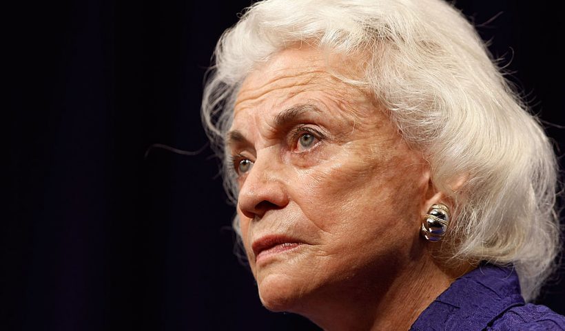WASHINGTON - MAY 20: Former U.S. Supreme Court Justice Sandra Day O'Connor speaks during the Sandra Day O'Connor Project on The State of The Judiciary's forum "Striking the Balance: Fair and Independent Courts in a New Era" at Georgetown University Law Center May 20, 2009 in Washington, DC. O'Connor, the first female justice on the Supreme Court, was appointed by President Ronald Reagan and served from 1981 to 2006. (Photo by Chip Somodevilla/Getty Images)