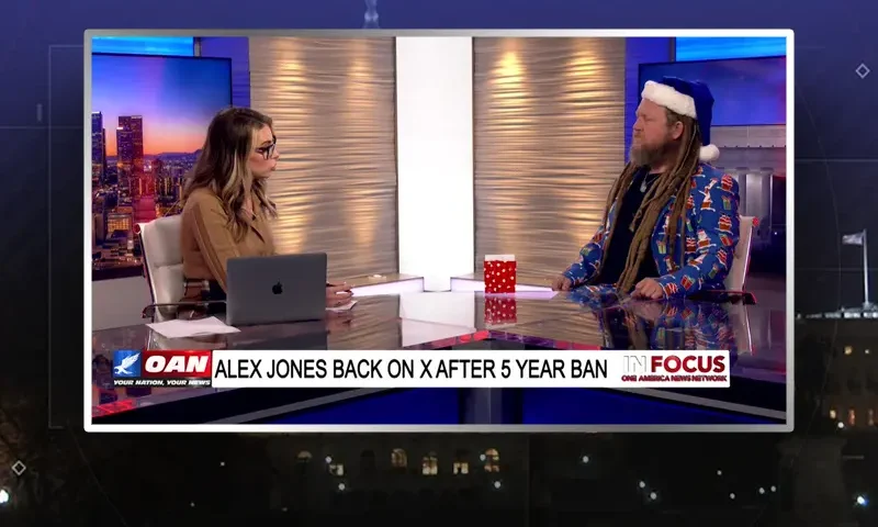 Video still from In Focus on One America News Network during an interview with the guest, Matt Baker.