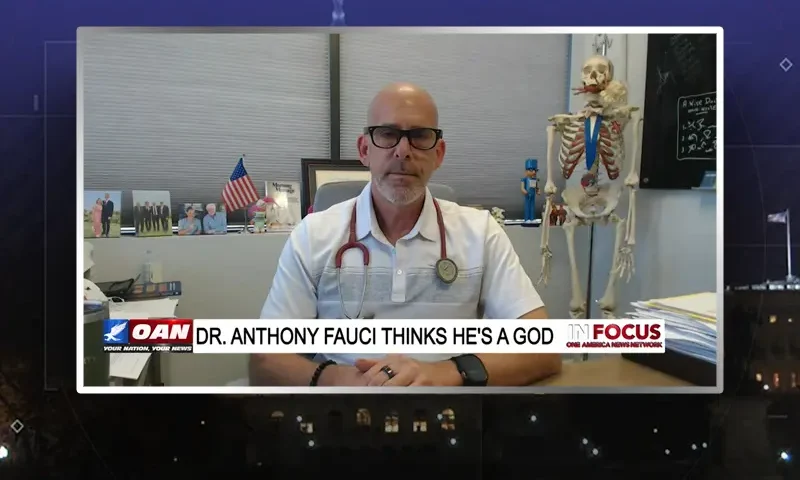 Video still from In Focus on One America News Network during an interview with the guest, Dr. Jeff Barke.