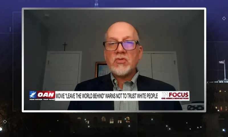 Video still from In Focus on One America News Network during an interview with the guest, Leo Hohmann.