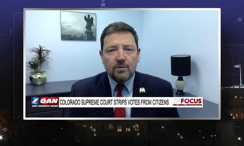 Video still from In Focus on One America News Network during an interview with the guest, Ed Martin.