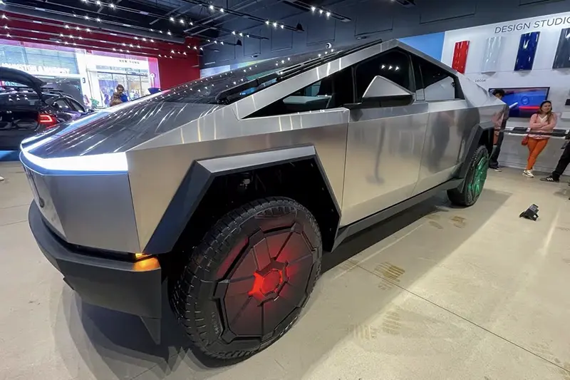 Tesla's new Cybertruck is shown on display at a Tesla store in San Diego, California, U.S., December 9, 2023. REUTERS/Mike Blake