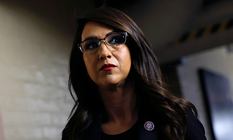 WASHINGTON, DC - OCTOBER 12: U.S. Rep. Lauren Boebert (R-CA) arrives to a House Republican caucus meeting at the U.S. Capitol on October 12, 2023 in Washington, The House Republicans continue to debate their pick for Speaker after their initial nominee, Rep. Steve Scalise (R-LA), failed to secure the number of votes needed. The full House of Representatives is expected to vote on a replacement for former Speaker Kevin McCarthy (R-CA) after he was ousted last week. (Photo by Anna Moneymaker/Getty Images)