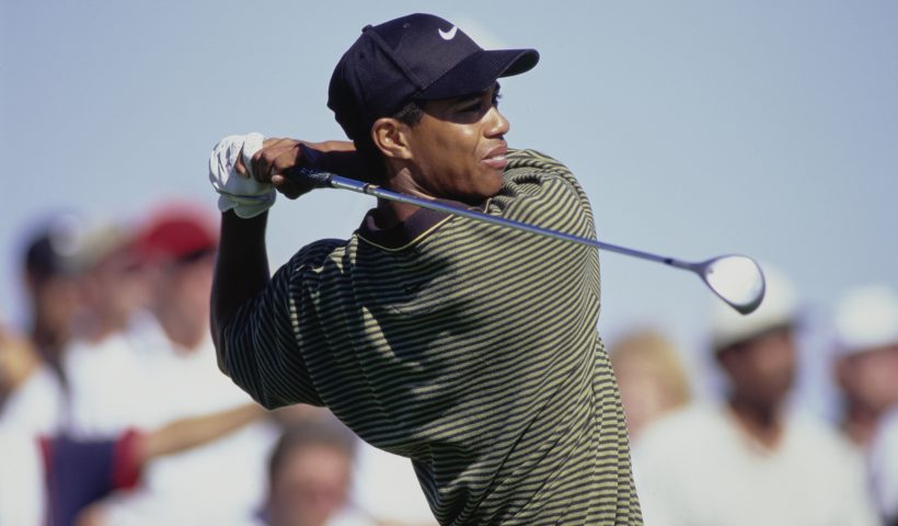 Tiger Woods of the United States on his way to his first professional golf tournament win at the PGA Las Vegas Invitational on 5th October 1996 at the TPC Summerlin Golf Course, Desert Inn, Las Vegas, Nevada, United States. (Photo by J.D. Cuban/Allsport/Getty Images)