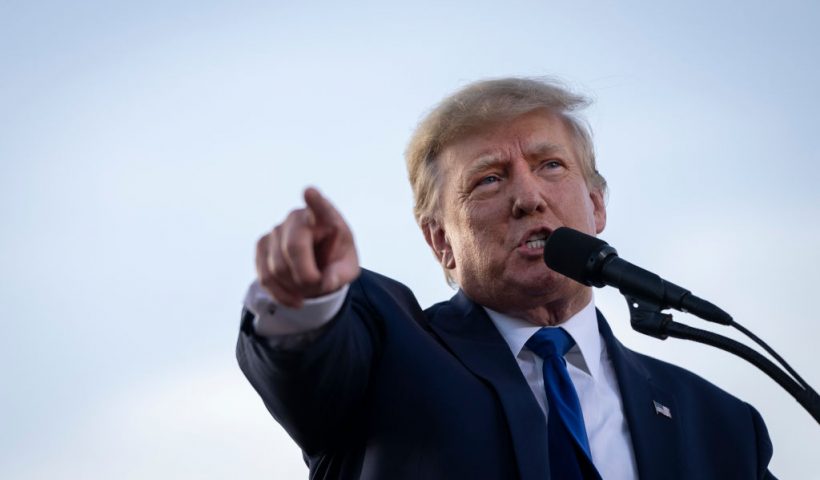 DELAWARE, OH - APRIL 23:Former U.S. President Donald Trump speaks during a rally hosted by the former president at the Delaware County Fairgrounds on April 23, 2022 in Delaware, Ohio. Last week, Trump announced his endorsement of J.D. Vance in the Ohio Republican Senate primary. (Photo by Drew Angerer/Getty Images)