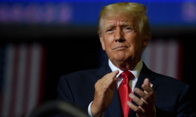 YOUNGSTOWN, OH - SEPTEMBER 17: Former President Donald Trump speaks at a Save America Rally to support Republican candidates running for state and federal offices in the state at the Covelli Centre on September 17, 2022 in Youngstown, Ohio. Republican Senate Candidate JD Vance and Rep. Jim Jordan (R-OH) spoke to supporters along with former President Trump.(Photo by Jeff Swensen/Getty Images)
