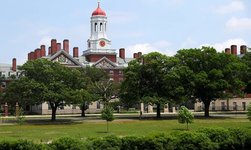 CAMBRIDGE, MASSACHUSETTS - JULY 08: A view of the campus of Harvard University on July 08, 2020 in Cambridge, Massachusetts. Harvard and Massachusetts Institute of Technology have sued the Trump administration for its decision to strip international college students of their visas if all of their courses are held online. (Photo by Maddie Meyer/Getty Images)