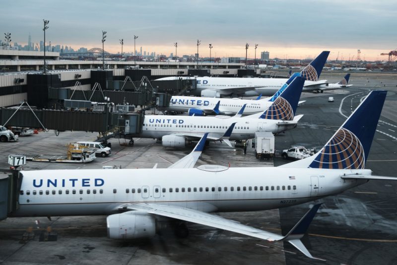 NEWARK, NEW JERSEY - NOVEMBER 30: United Airlines planes sit on the runway at Newark Liberty International Airport on November 30, 2021 in Newark, New Jersey. The United States, and a growing list of other countries, has restricted flights from southern African countries due to the detection of the COVID-19 Omicron variant last week in South Africa. Stocks in the travel and airline industry have fallen in recent days as fears grow over the spread and severity of the variant. (Photo by Spencer Platt/Getty Images)