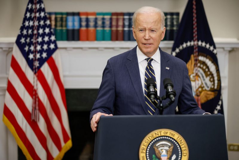 WASHINGTON, DC - MARCH 11: U.S. President Joe Biden announces new economic actions against Russia in the Roosevelt Room at the White House on March 11, 2022 in Washington, DC. Biden announced that the United States will join with the European Union and the Group of Seven nations to revoke Russia's "most favored nation" status over its invasion of Ukraine. (Photo by Chip Somodevilla/Getty Images)