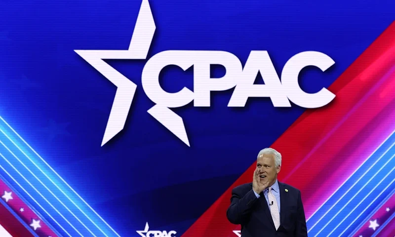 NATIONAL HARBOR, MARYLAND - MARCH 04: Chairman of the Conservative Political Action Conference (CPAC) Matt Schlapp speaks during the annual Conservative Political Action Conference (CPAC) at Gaylord National Resort & Convention Center on March 4, 2023 in National Harbor, Maryland. Conservatives gathered at the four-day annual conference to discuss the Republican agenda. (Photo by Alex Wong/Getty Images)