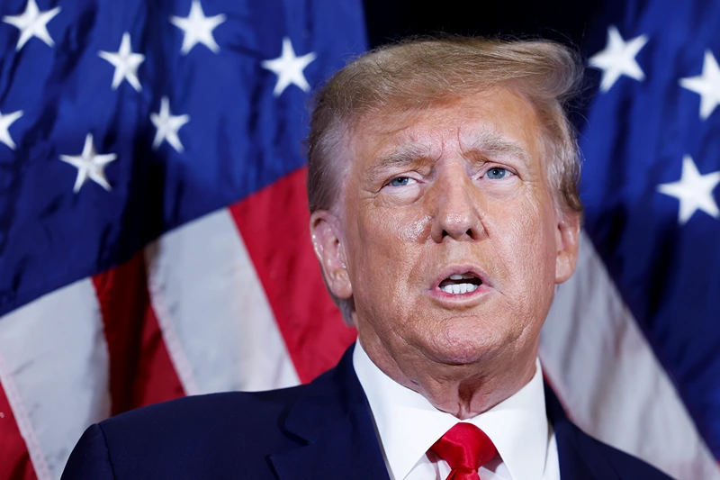 Conservatives Attend The Annual CPAC Event
NATIONAL HARBOR, MARYLAND - MARCH 04: Former U.S. President Donald Trump speaks to reporters before his speech at the annual Conservative Political Action Conference (CPAC) at Gaylord National Resort & Convention Center on March 4, 2023 in National Harbor, Maryland. Trump took questions from reporters over a range of topics including on the progress of his campaign and his opinions on the war in Ukraine. Conservatives gathered at the four-day annual conference to discuss the agenda of the Republican Party. (Photo by Anna Moneymaker/Getty Images)