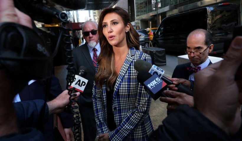 NEW YORK, NEW YORK - MARCH 21: Alina Habba, lawyer for former President Donald Trump, gives an interview outside of Trump Tower on March 21, 2023 in New York City. NYC and other cities are bracing for a possible indictment of former President Donald Trump by Manhattan District Attorney Alvin Bragg in his investigation into the former president's involvement in a hush money payment to adult film actress Stormy Daniels prior to the 2016 presidential election. (Photo by Michael M. Santiago/Getty Images)