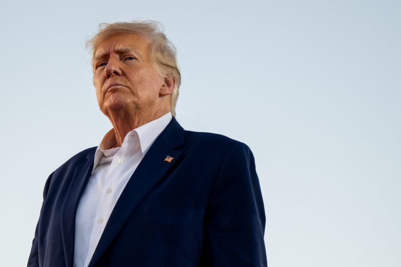WACO, TEXAS - MARCH 25: Former U.S. President Donald Trump looks on during a rally at the Waco Regional Airport on March 25, 2023 in Waco, Texas. Former U.S. president Donald Trump attended and spoke at his first rally since announcing his 2024 presidential campaign. Today in Waco also marks the 30 year anniversary of the weeks deadly standoff involving Branch Davidians and federal law enforcement. 82 Davidians were killed, and four agents left dead. (Photo by Brandon Bell/Getty Images)