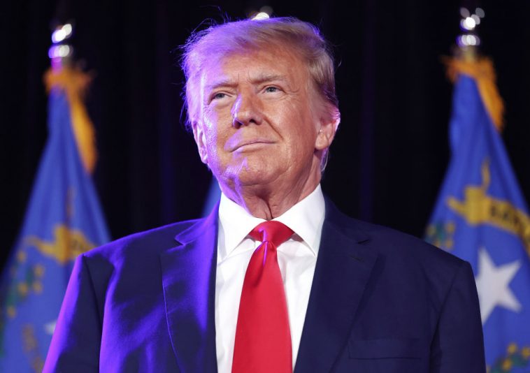 LAS VEGAS, NEVADA - JULY 08: Former U.S. President and Republican presidential candidate Donald Trump prepares to deliver remarks at a Nevada Republican volunteer recruiting event at Fervent: A Calvary Chapel on July 8, 2023 in Las Vegas, Nevada. Trump is the current frontrunner for the 2024 Republican presidential nomination amid a growing field of candidates. (Photo by Mario Tama/Getty Images)