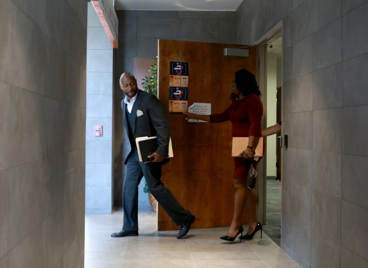 ATLANTA, GEORGIA - AUGUST 23: Special prosecutor Nathan Wade leaves the office of Fulton County District Attorney Fani Willis at the Fulton County Government building on August 23, 2023 in Atlanta, Georgia. Former President Donald Trump and 18 others facing felony charges in the indictment related to tampering with the 2020 election in Georgia have been ordered to turn themselves in by August 25. (Photo by Joe Raedle/Getty Images)