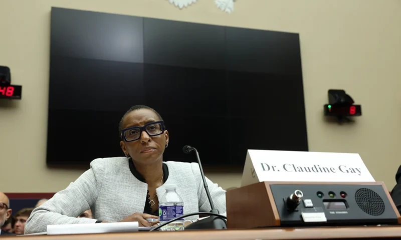 WASHINGTON, DC - DECEMBER 05: Dr. Claudine Gay, President of Harvard University, testifies before the House Education and Workforce Committee at the Rayburn House Office Building on December 05, 2023 in Washington, DC. The Committee held a hearing to investigate antisemitism on college campuses. (Photo by Kevin Dietsch/Getty Images)