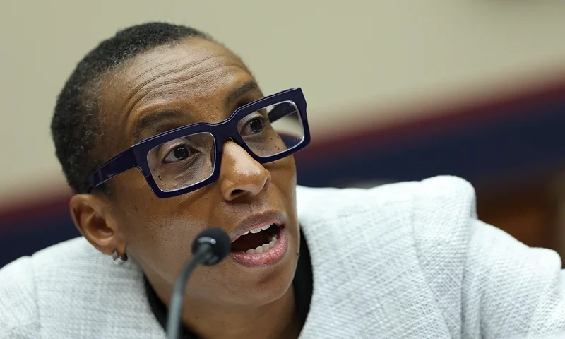 University Presidents Testify In House Hearing On Campus Antisemitism WASHINGTON, DC - DECEMBER 05: Dr. Claudine Gay, President of Harvard University, testifies before the House Education and Workforce Committee at the Rayburn House Office Building on December 05, 2023 in Washington, DC. The Committee held a hearing to investigate antisemitism on college campuses. (Photo by Kevin Dietsch/Getty Images)