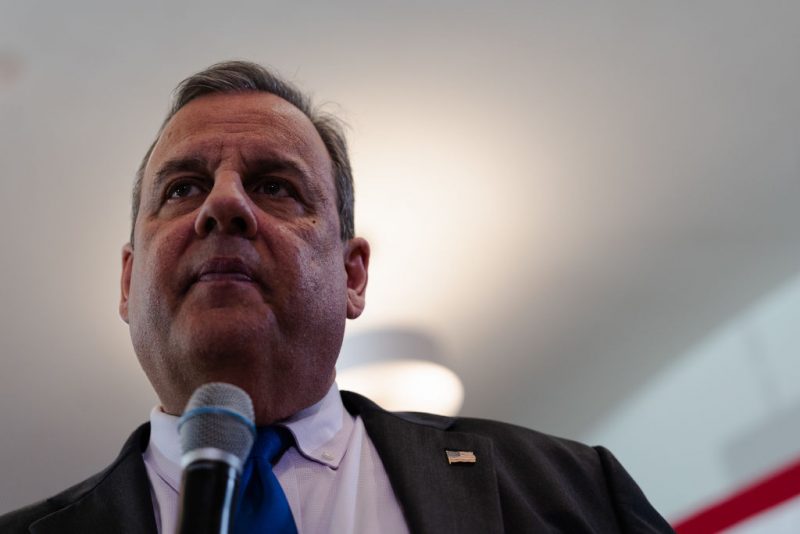 BEDFORD, NEW HAMPSHIRE - DECEMBER 19: Republican presidential candidate former New Jersey Gov. Chris Christie speaks during a "Tell It Like It Is" town hall at the Bedford Event Center on December 19, 2023 in Bedford, New Hampshire. Republican presidential candidate Christie is continuing his "Tell It Like It Is" town hall series across New Hampshire. (Photo by Sophie Park/Getty Images)