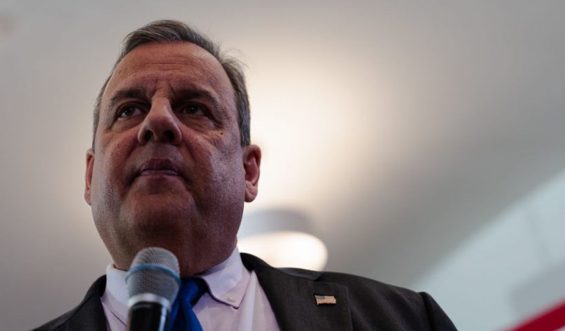 BEDFORD, NEW HAMPSHIRE - DECEMBER 19: Republican presidential candidate former New Jersey Gov. Chris Christie speaks during a "Tell It Like It Is" town hall at the Bedford Event Center on December 19, 2023 in Bedford, New Hampshire. Republican presidential candidate Christie is continuing his "Tell It Like It Is" town hall series across New Hampshire. (Photo by Sophie Park/Getty Images)