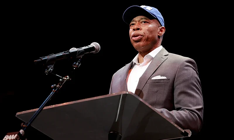 NEW YORK, NEW YORK - JANUARY 15: Mayor of New York City Eric Adams speaks on stage during 38th Annual Brooklyn Tribute To Dr. Martin Luther King, Jr. at BAM Howard Gilman Opera House on January 15, 2024 in New York City. (Photo by Jason Mendez/Getty Images for (BAM) Brooklyn Academy of Music )