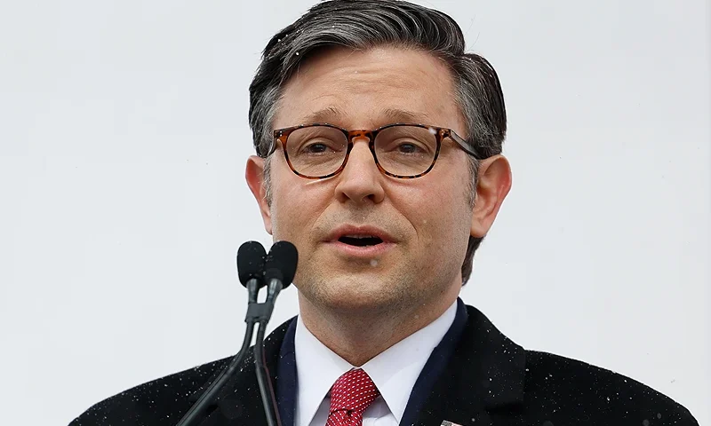 WASHINGTON, DC - JANUARY 19: U.S. Speaker of the House Mike Johnson (R-LA) attends the annual March for Life rally on the National Mall on January 19, 2024 in Washington, DC. Amidst snow and freezing temperatures anti-abortion activists attended the annual march that marked the anniversary of the Supreme Court’s, now overturned, 1973, Roe v. Wade ruling which legalized abortion in all 50 states. (Photo by Anna Moneymaker/Getty Images)