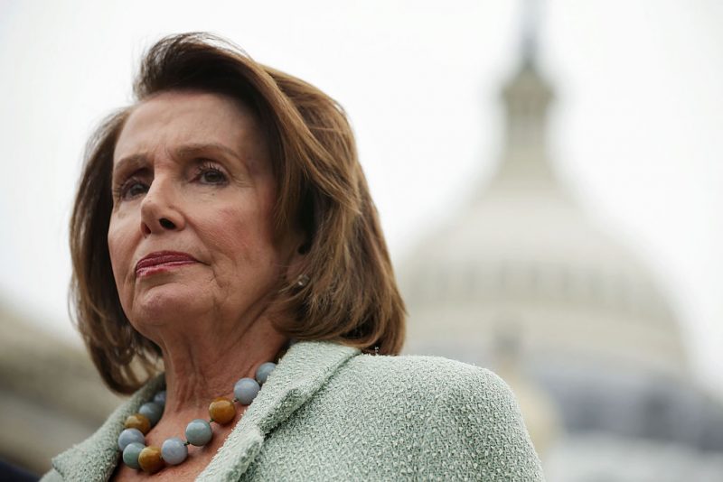 WASHINGTON, DC - APRIL 21: U.S. House Minority Leader Rep. Nancy Pelosi (D-CA) listens during a news conference April 21, 2016 on Capitol Hill in Washington, DC. Congressional Democrats held a news conference to call for a raise in the federal minimum wage. (Photo by Alex Wong/Getty Images)