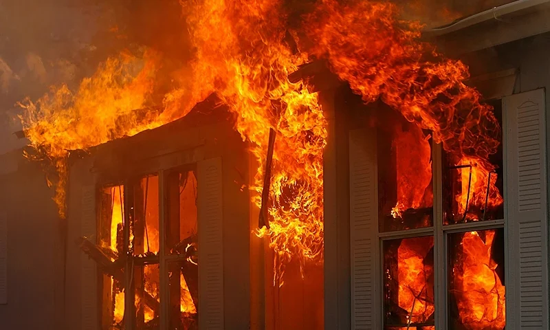 JAMUL, CA - OCTOBER 24: A home burns in Deerhorn Valley as the Harris Fire continues growing beyond 70,000 acres on October 24, 2007 near Jamul, California. Southern California is being ravaged by numerous record wildfires as Santa Ana Wind conditions push them into communities surrounded by native Chaparral habitat that has been dried by the driest rain season since records began 130 years ago. The fires are shaping up to be the worst wildfire event in San Diego County history. As many as 500,000 people have been evacuated from their homes. (Photo by David McNew/Getty Images)