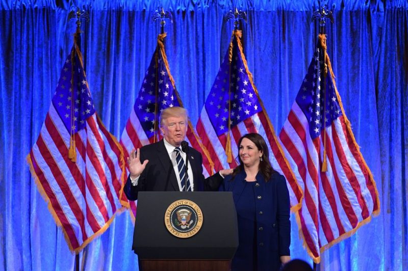 US President Donald Trump speaks after his introduction by RNC Chairwoman Ronna Romney McDaniel at a fundraising breakfast in a restaurant in New York, New York on December 2, 2017. / AFP PHOTO / MANDEL NGAN (Photo credit should read MANDEL NGAN/AFP via Getty Images)