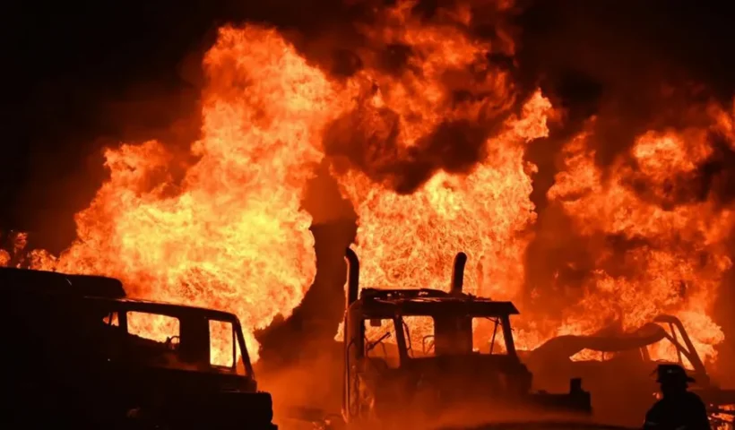 The Exeter, N.H., Fire Department said crews from several communities were at the scene Saturday. (Exeter Fire Department)