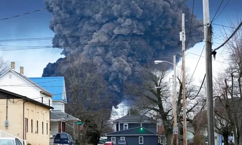 Local Ohio residents blasted Biden for not visiting after a train derailment spewed toxic chemicals and caused health and environmental concerns. ((AP Photo/Gene J. Puskar))