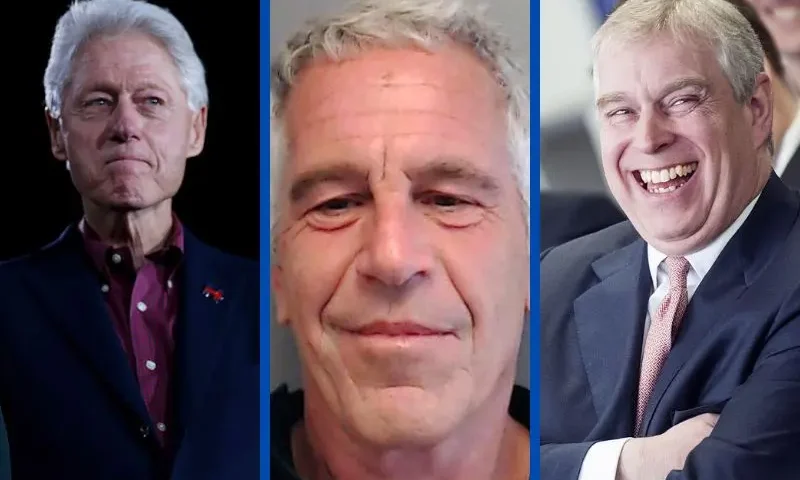 (L) Biden (Photo by Justin Sullivan/Getty Images) - (Center) Epstein (Photo by Florida Department of Law Enforcement via Getty Images) - (R) Prince Andrew of York (Photo by David Parker - WPA Pool/ Getty Images)