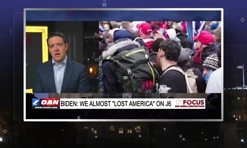 Video still from In Focus on One America News Network during an interview with the guest, Ryan Helfenbein.