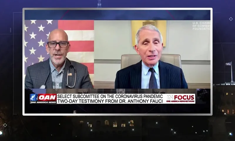 Video still from In Focus on One America News Network during an interview with the guest, Dr. Jeff Barke.