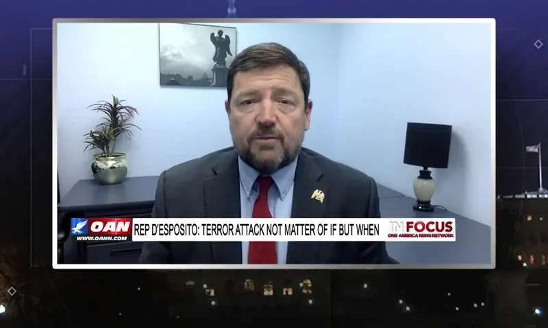 Video still from In Focus on One America News Network during an interview with the guest, Ed Martin.