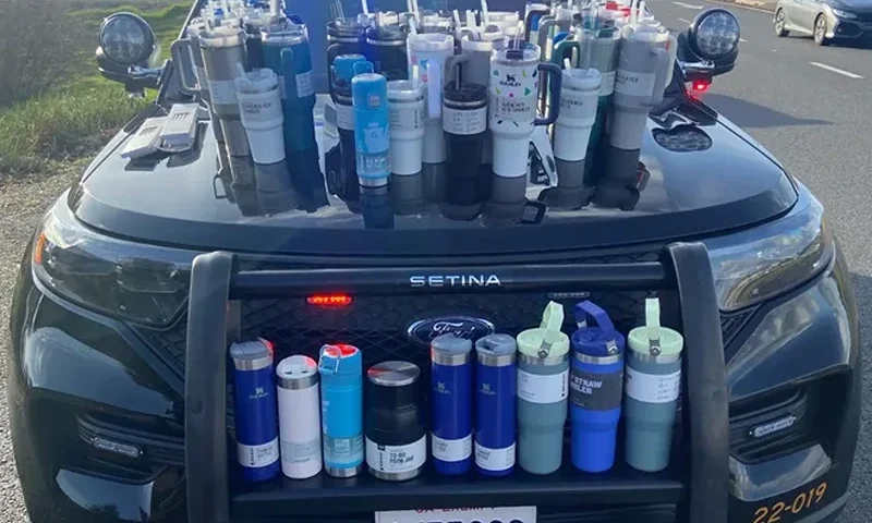 A 23-year-old Sacramento woman was arrested in Roseville, California for allegedly stealing 65 Stanley products worth approximately $2,500. (Roseville Police Department)