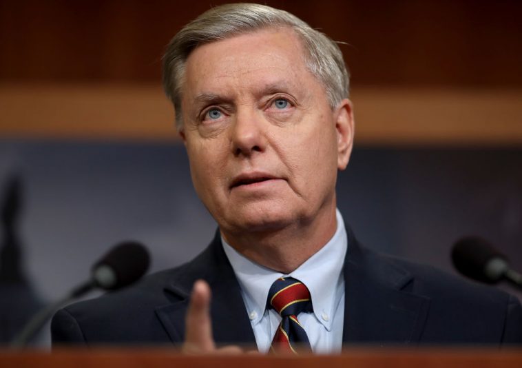 WASHINGTON, DC - DECEMBER 20: Sen. Lindsey Graham (R-SC) speaks during a press conference at the U.S. Capitol on December 20, 2018 in Washington, DC. Graham and Sen. Robert Menendez (D-NJ) and Sen. Jack Reed (D-RI) spoke out against U.S. President Donald Trump's decision to remove U.S. military forces from Syria. (Photo by Win McNamee/Getty Images)
