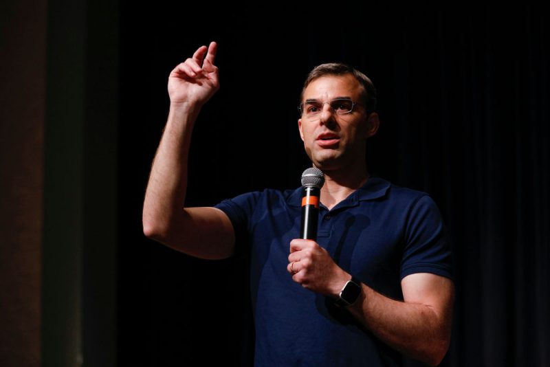 GRAND RAPIDS, MI - MAY 28: U.S. Rep. Justin Amash (R-MI) holds a Town Hall Meeting on May 28, 2019 in Grand Rapids, Michigan. Amash was the first Republican member of Congress to say that President Donald Trump engaged in impeachable conduct. (Photo by Bill Pugliano/Getty Images)