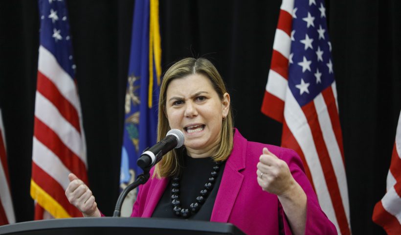 ROCHESTER, MI - DECEMBER 16: U.S. Rep Elissa Slotkin (D-MI) speaks with her constituents at a Town Hall meeting where she discuss her decision to vote in favor of the impeachment of President Donald Trumpon December 16, 2019 in Rochester, Michigan. House of Representatives will hold a historic vote on the Articles of Impeachment of President Donald Trump later this week. If the vote passes in the House, President Trump will become only the third sitting U.S. President to be impeached in the 243 year history of the United States. (Photo by Bill Pugliano/Getty Images)