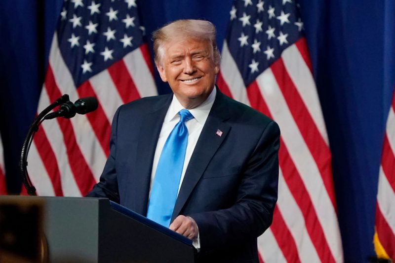 CHARLOTTE, NORTH CAROLINA - AUGUST 24: U.S. President Donald Trump speaks on the first day of the Republican National Convention at the Charlotte Convention Center on August 24, 2020 in Charlotte, North Carolina. The four-day event is themed "Honoring the Great American Story." (Photo by Chris Carlson-Pool/Getty Images)