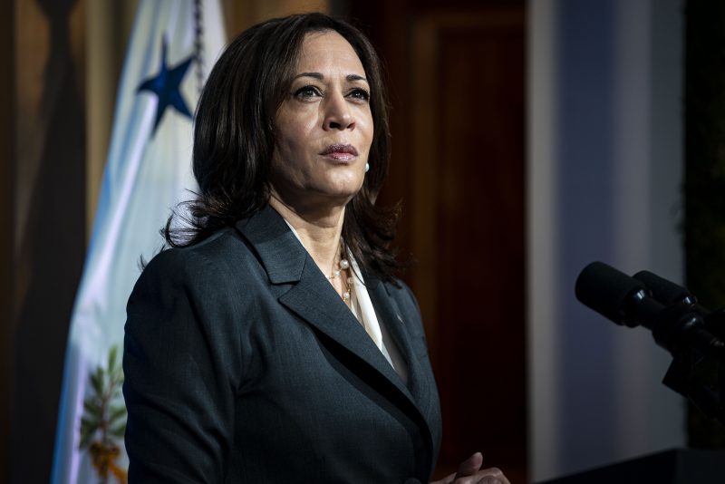 WASHINGTON, DC - APRIL 22: U.S. Vice President Kamala Harris speaks during a virtual Leaders Summit on Climate with 40 world leaders in the East Room of the White House April 22, 2021 in Washington, DC. President Biden pledged to cut greenhouse gas emissions by half by 2030. (Photo by Al Drago-Pool/Getty Images)