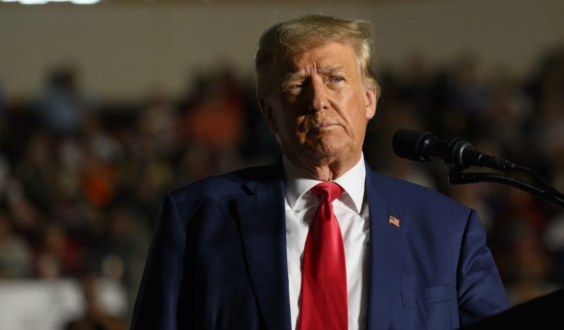 ERIE, PENNSYLVANIA - JULY 29: Former U.S. President Donald Trump speaks to supporters during a political rally while campaigning for the GOP nomination in the 2024 election at Erie Insurance Arena on July 29, 2023 in Erie, Pennsylvania. (Photo by Jeff Swensen/Getty Images)
