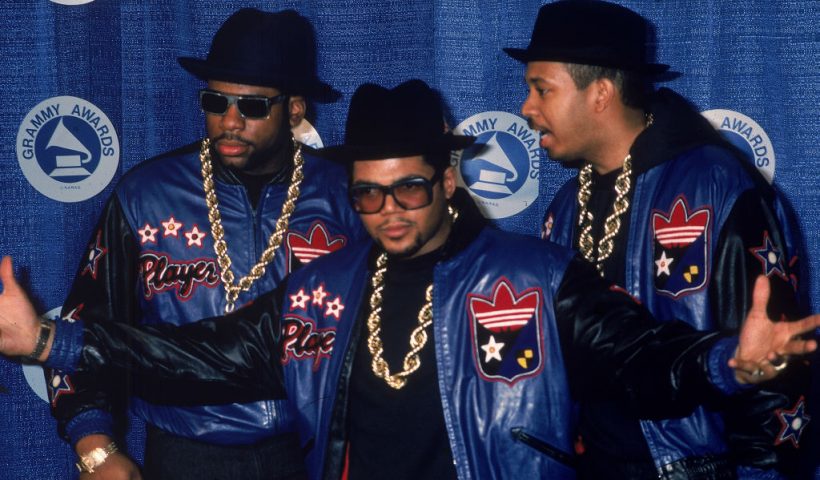American rap group Run DMC pose at the Grammy Awards, 1980s. (L-R): Jam Master Jay (Jason Mizell), Joe 'Run' Simmons and Darryl 'DMC' McDaniels. (Photo by Hulton Archive/Getty Images)