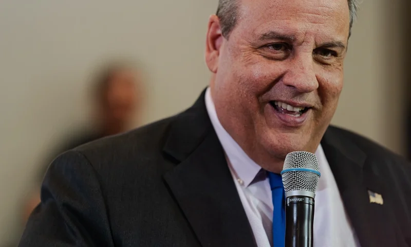 GOP Presidential Candidate Chris Christie Hosts Town Hall In Bedford, New Hampshire BEDFORD, NEW HAMPSHIRE - DECEMBER 19: Republican presidential candidate former New Jersey Gov. Chris Christie speaks during a "Tell It Like It Is" town hall at the Bedford Event Center on December 19, 2023 in Bedford, New Hampshire. Republican presidential candidate Christie is continuing his "Tell It Like It Is" town hall series across New Hampshire. (Photo by Sophie Park/Getty Images)